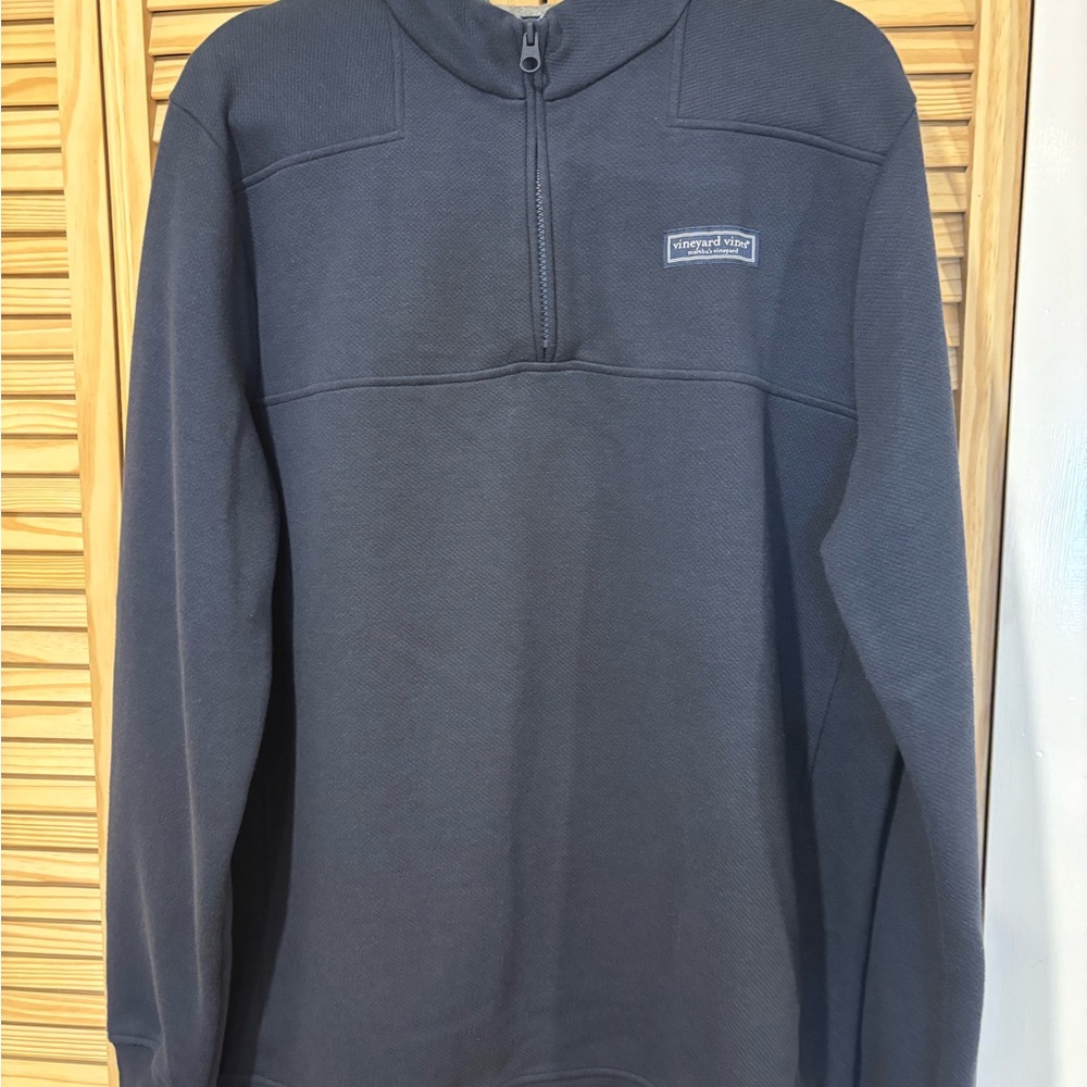 Vineyard Vines Navy Blue Zip Up Fleece with Stand-Up Collar